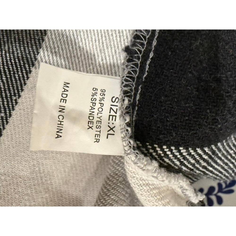 Womens Oversized Buffalo Plaid Shacket Black Grey White Checkered Jacket XL - Picture 2 of 2